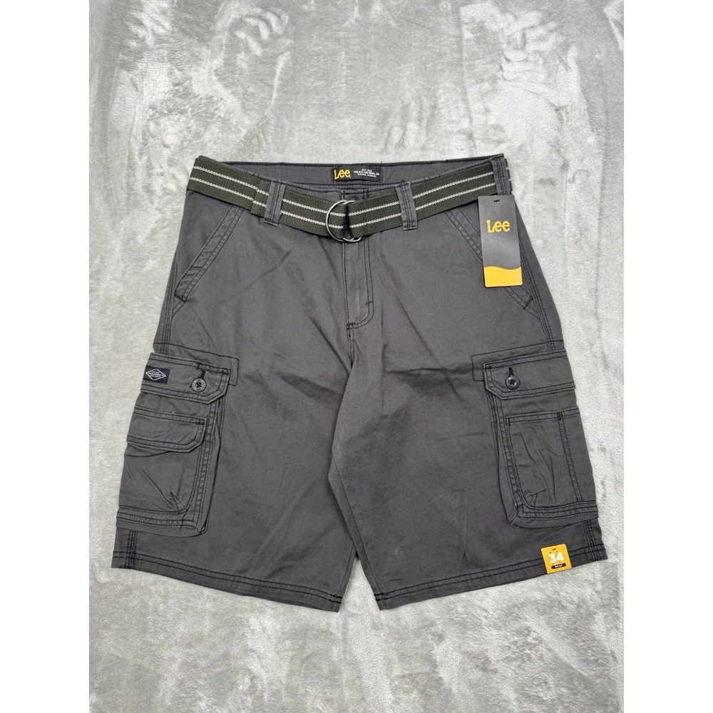 Lee Cargo Shorts Mens 34 Shiner Gray Utility Belt Work Trail Hiking Gorpcore NWT